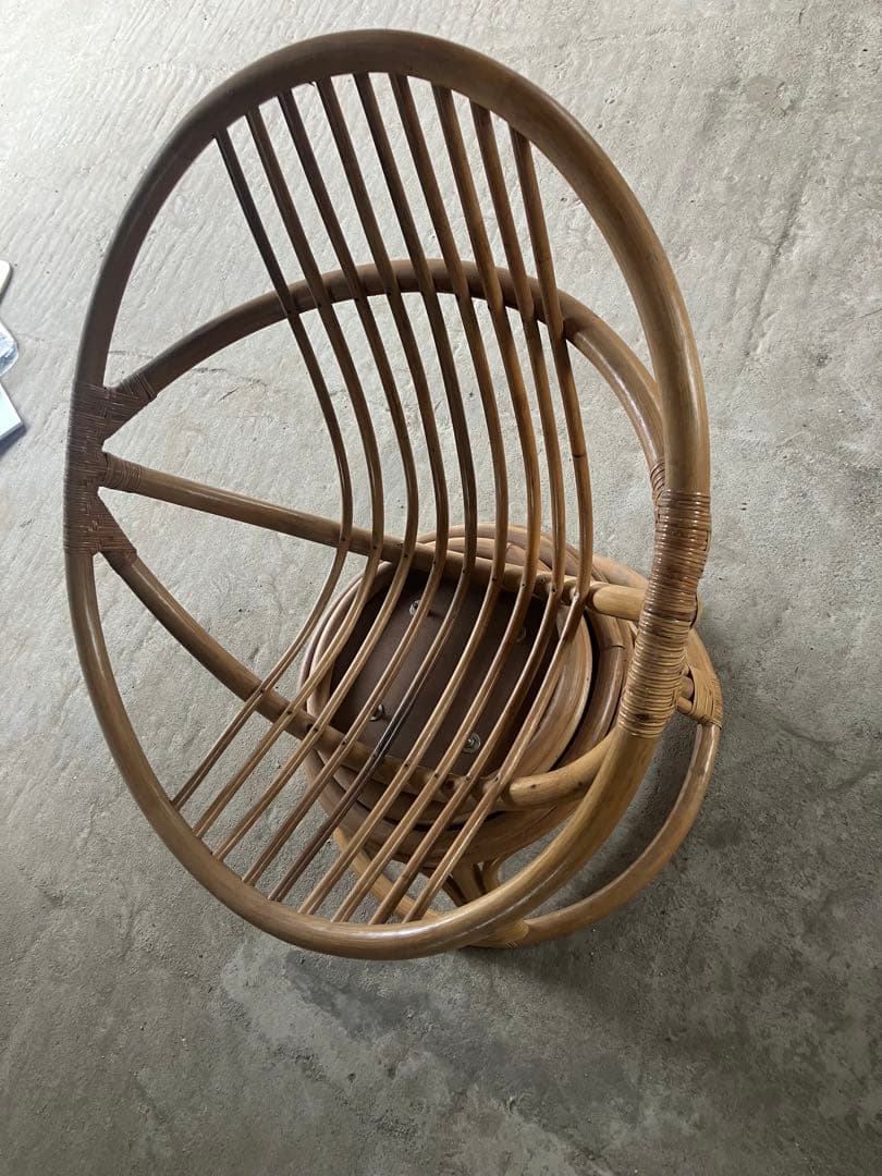 レトロ　アンティーク　ヴィンテージ　ラタン　エッグチェア　籐