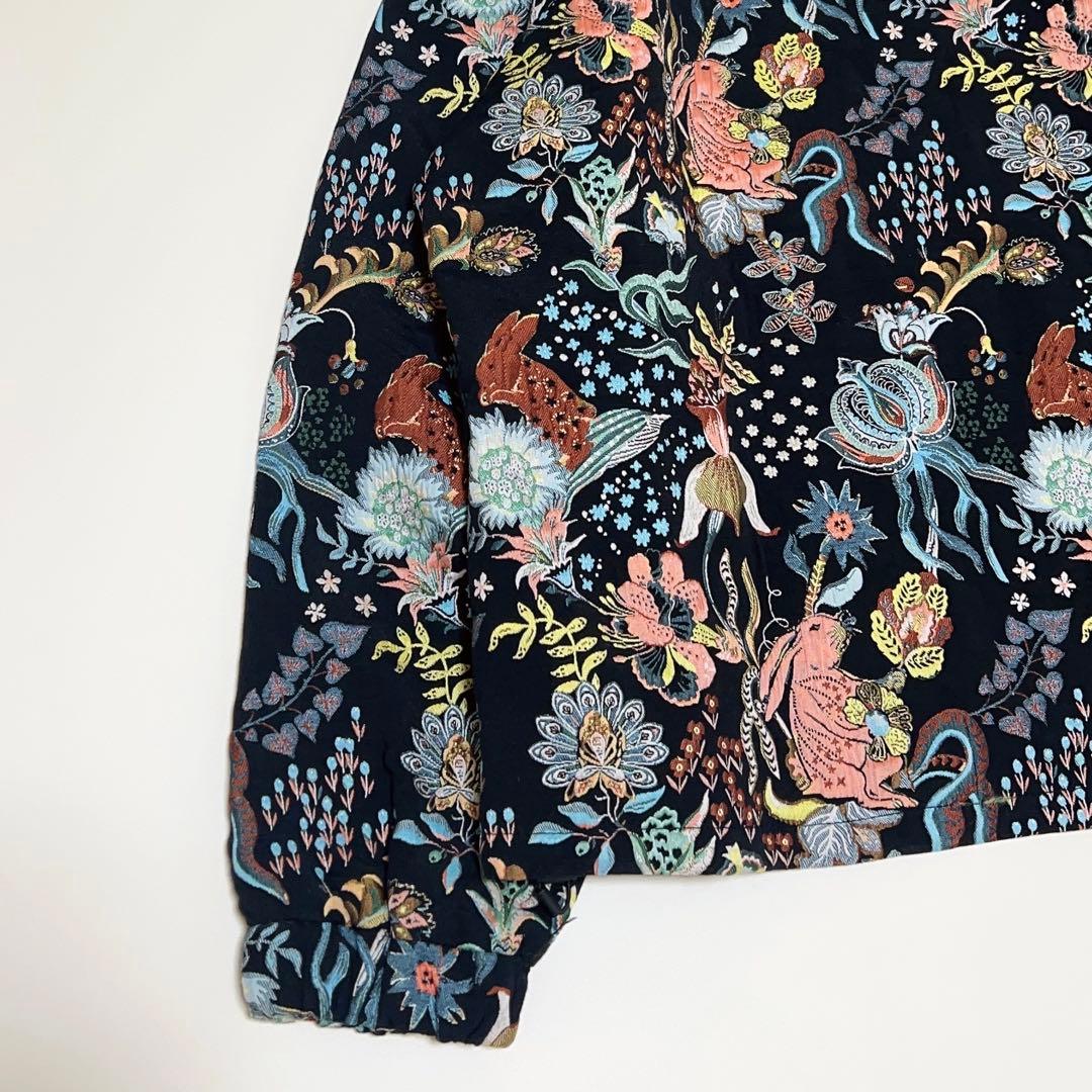 廃盤品 ZARA ジャガード パーカー 花柄 うさぎ