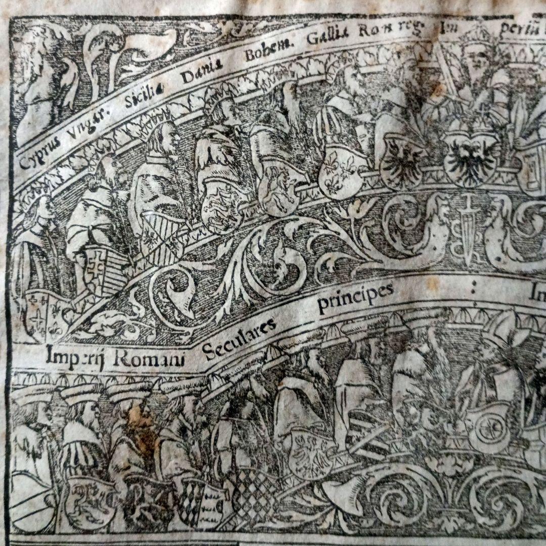 額装品　木版画　古地図の扉絵　1572年　ミュンスター　稀少　入手難作品