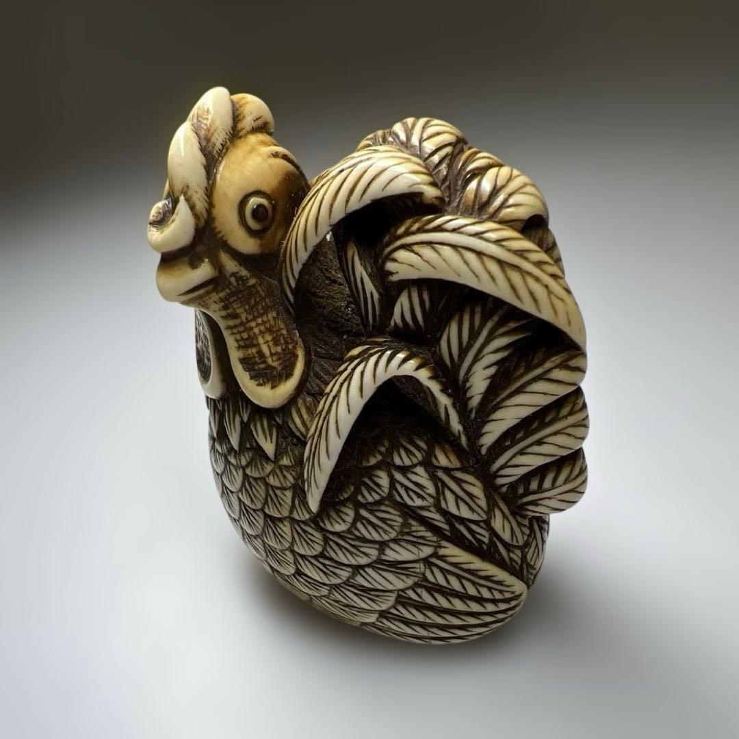 極上　正直銘　鶏根付　36g 東Y8-0113☆2F