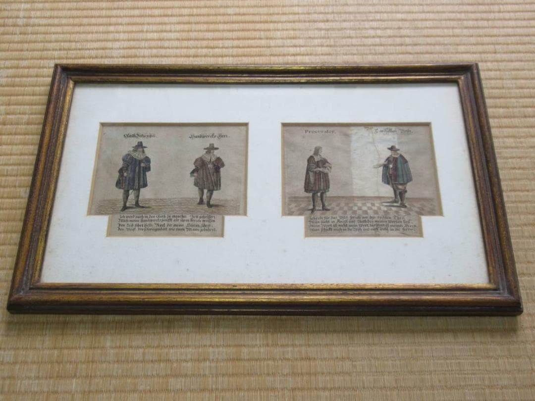 1700年頃英国◆古代ローマ皇帝 プロクラトル他記載書籍 ビュラン彫り銅版画額装