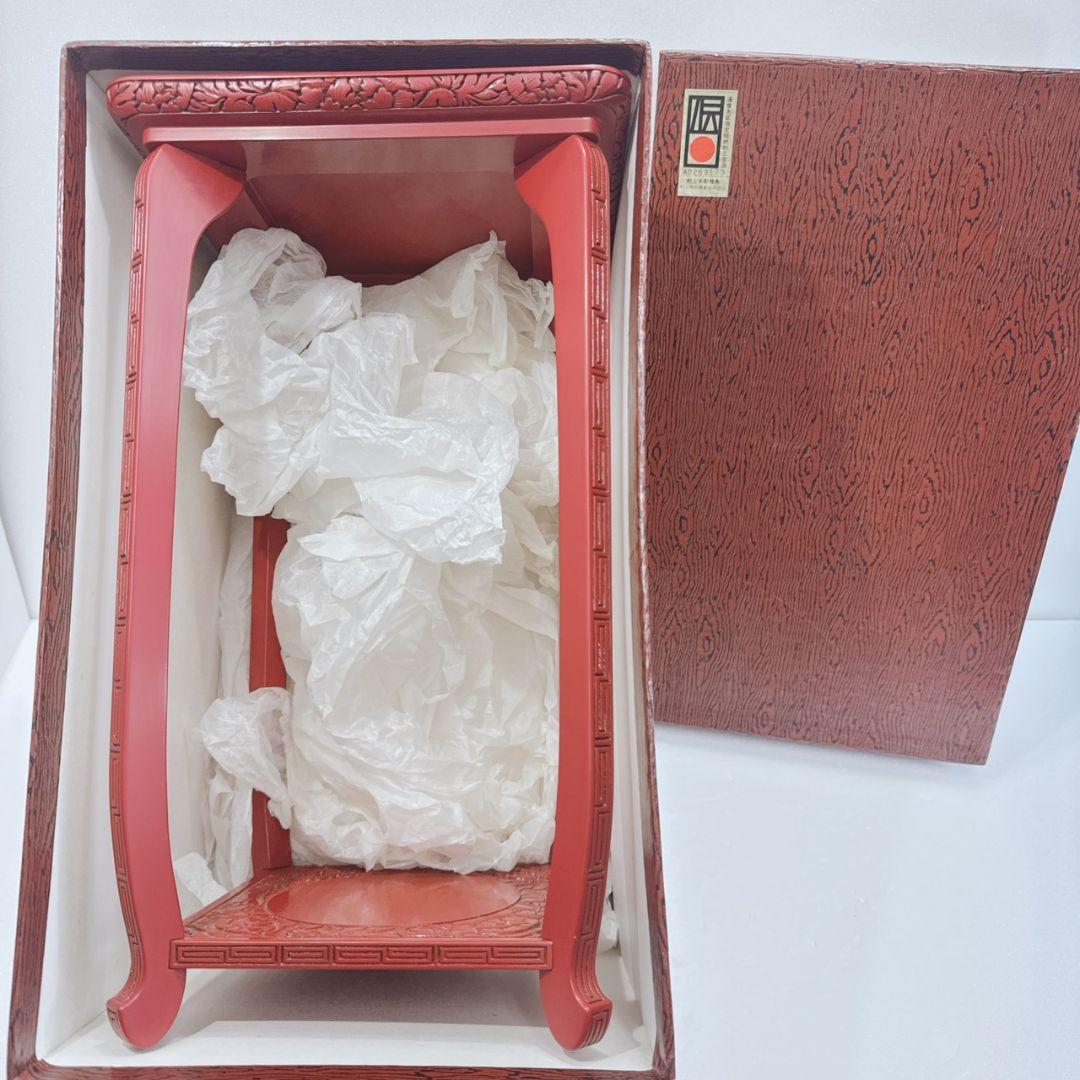 美品 村上堆朱 牡丹? 唐草 高 花台 レトロ アンティーク 伝統工芸品 新潟