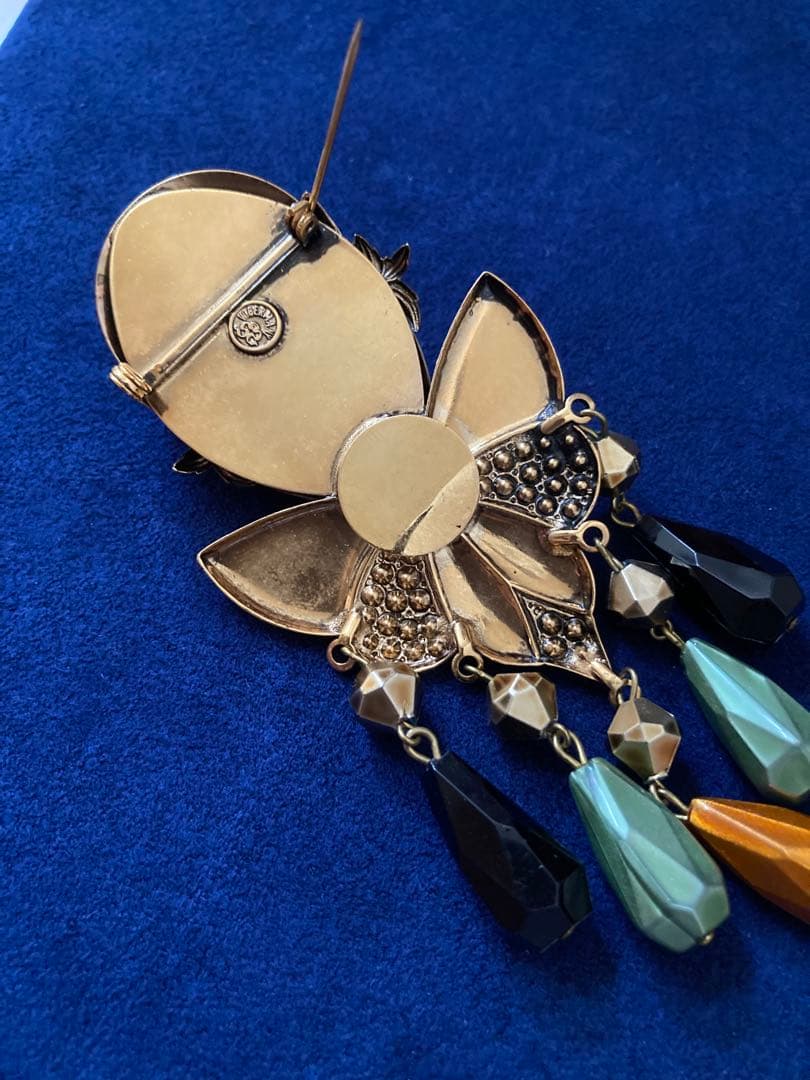 専用◆W.GERMANY 西ドイツ ヴィンテージ ブローチ◆翡翠？アクセサリー