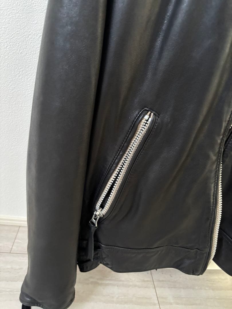 美品【希少Mサイズ】【ナノユニバース】羊革レザーライダースジャケットブラック