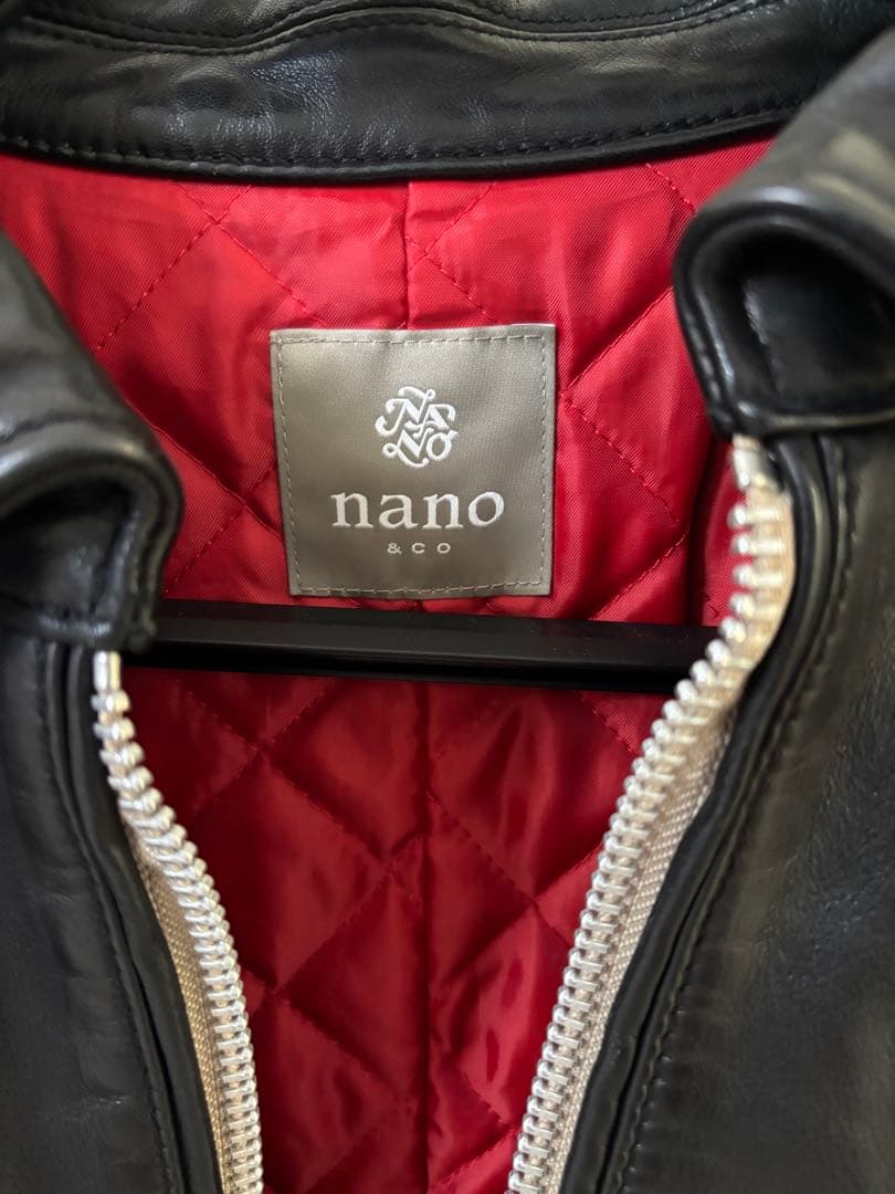 美品【希少Mサイズ】【ナノユニバース】羊革レザーライダースジャケットブラック