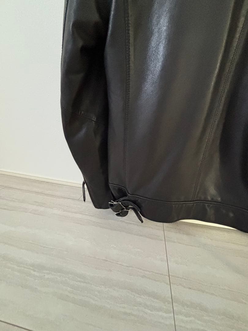 美品【希少Mサイズ】【ナノユニバース】羊革レザーライダースジャケットブラック