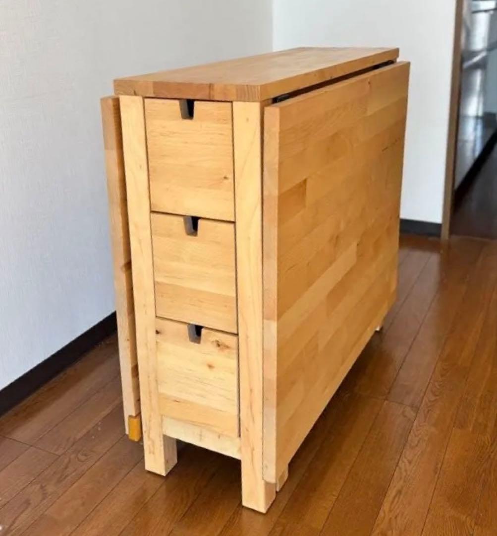 IKEA ノールデン 折りたたみテーブル 引き出し付