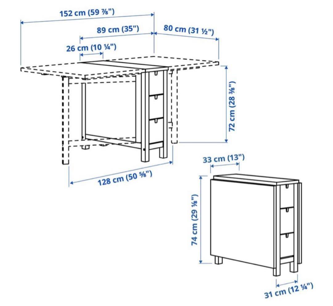 IKEA ノールデン 折りたたみテーブル 引き出し付