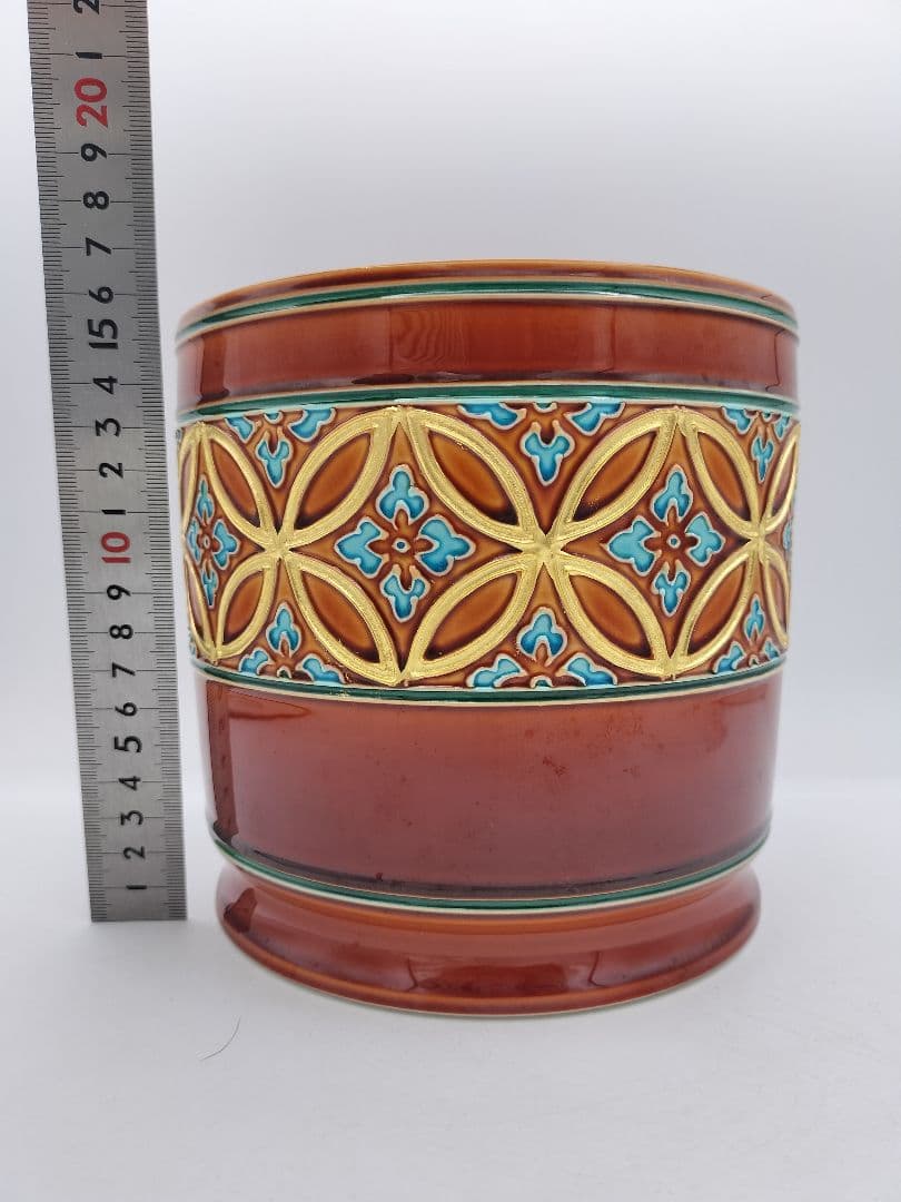 c267【新品・未使用】水指 赤茶交趾 帯七宝 中村翠嵐 木箱 茶道具