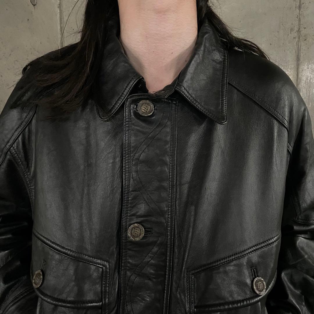 イタリアンレザー シープスキン ギミック ボンバージャケット フライト ブルゾン