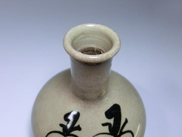 花瓶■古唐津蕪図丸瓶 かぶらの絵 江戸期 花生け 徳利型 古い花器 時代物 骨董