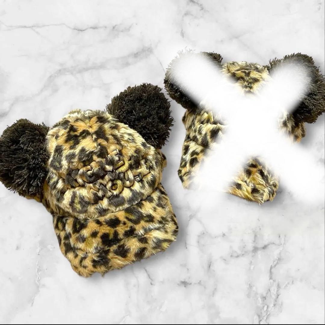 ディズニー ヒョウ柄 ポンポン 帽子 キャップ レオパード 二個 セット