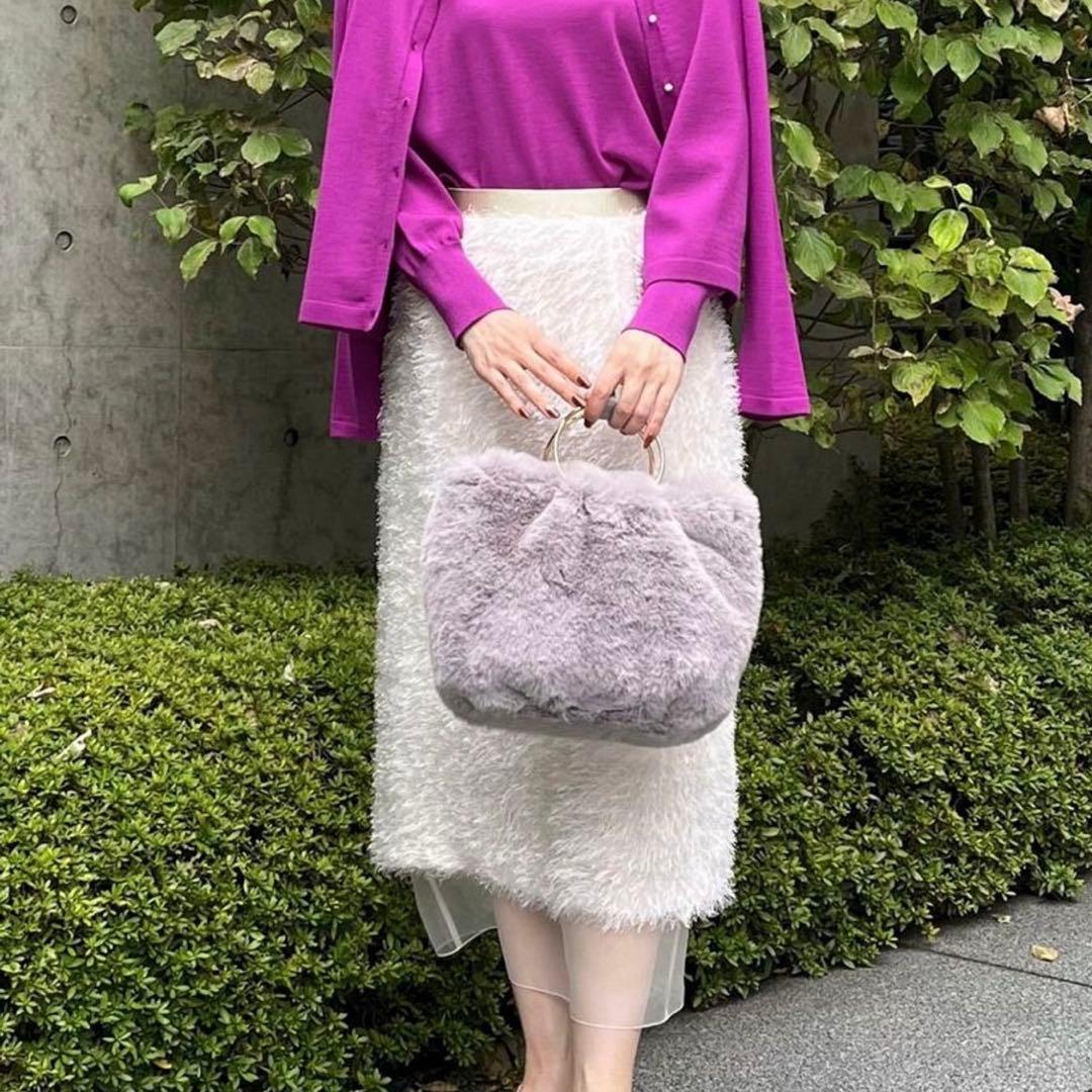 未使用NOLLEY’Sエコファーリングハンドルバッググレーファーショルダーバッグ