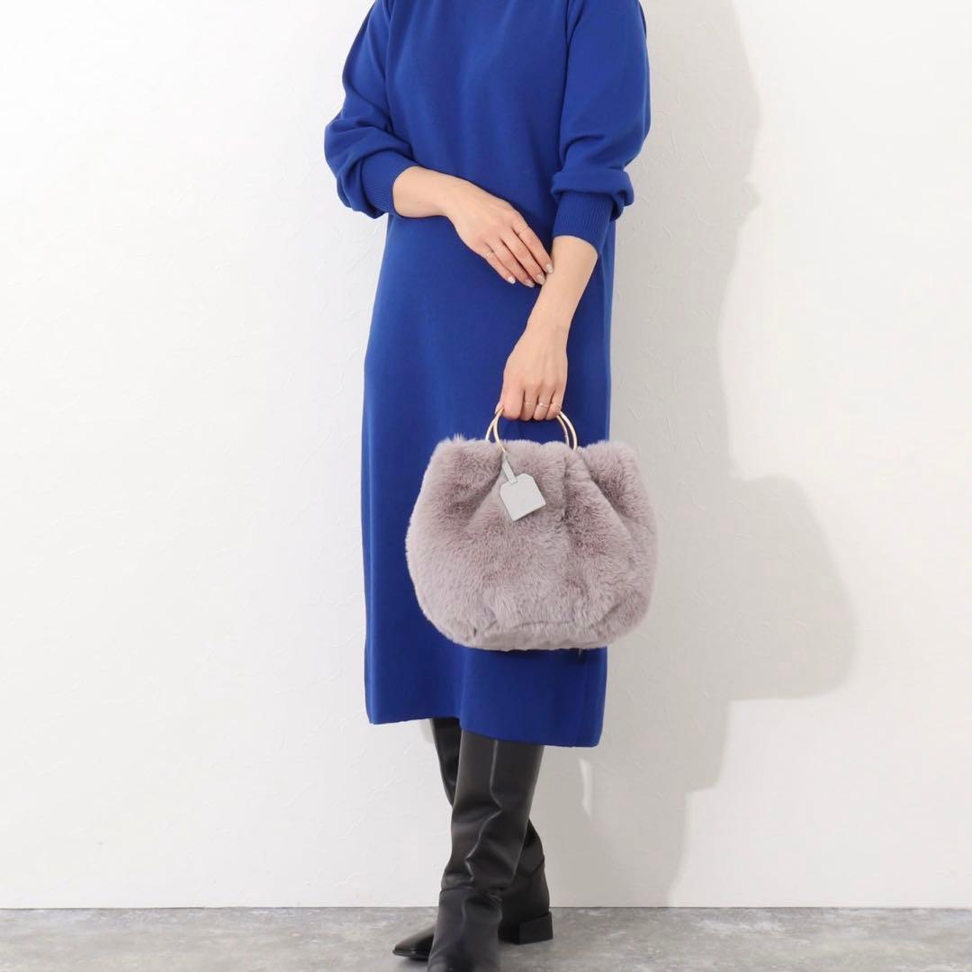 未使用NOLLEY’Sエコファーリングハンドルバッググレーファーショルダーバッグ