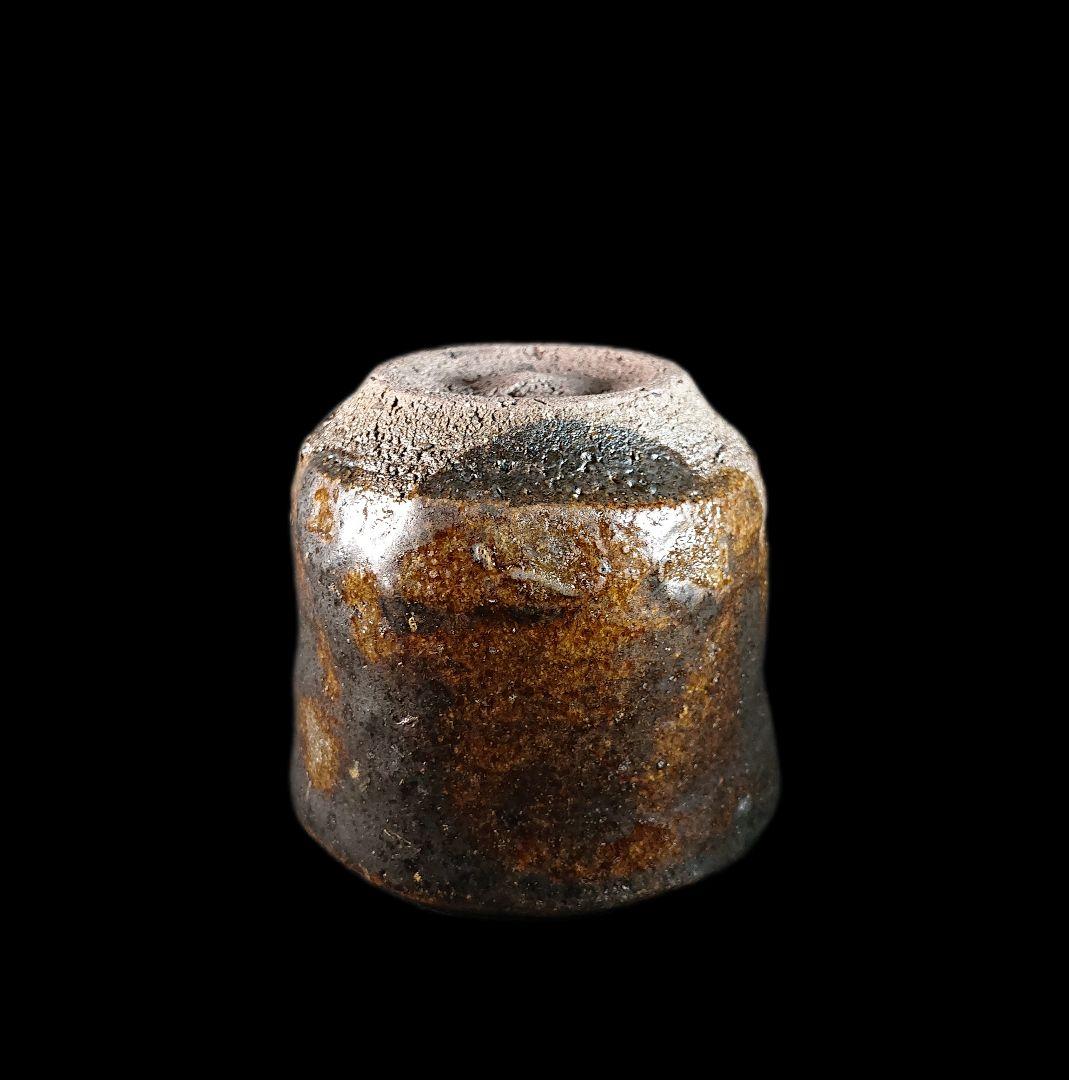 ■唐津焼 丸田宗彦 黒唐津ぐい呑 共箱、共布、栞全揃い 逸品引出黒 #ぐい呑み