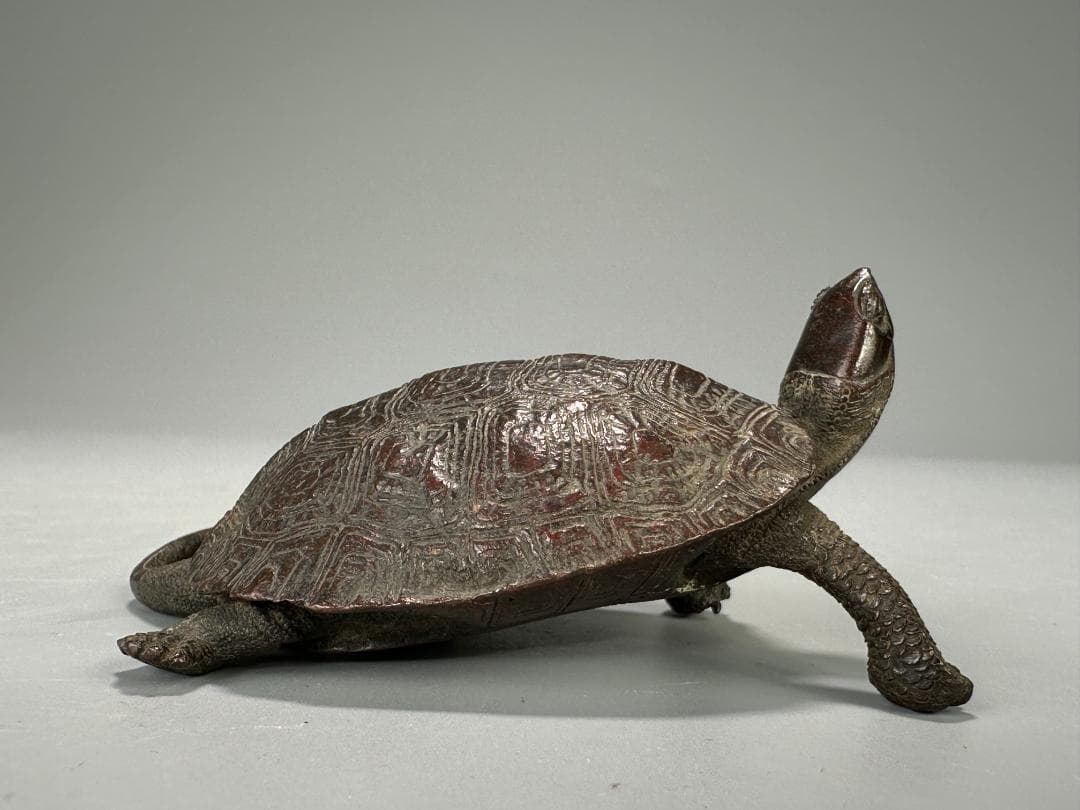 銅製　亀　置物　文鎮　在銘有