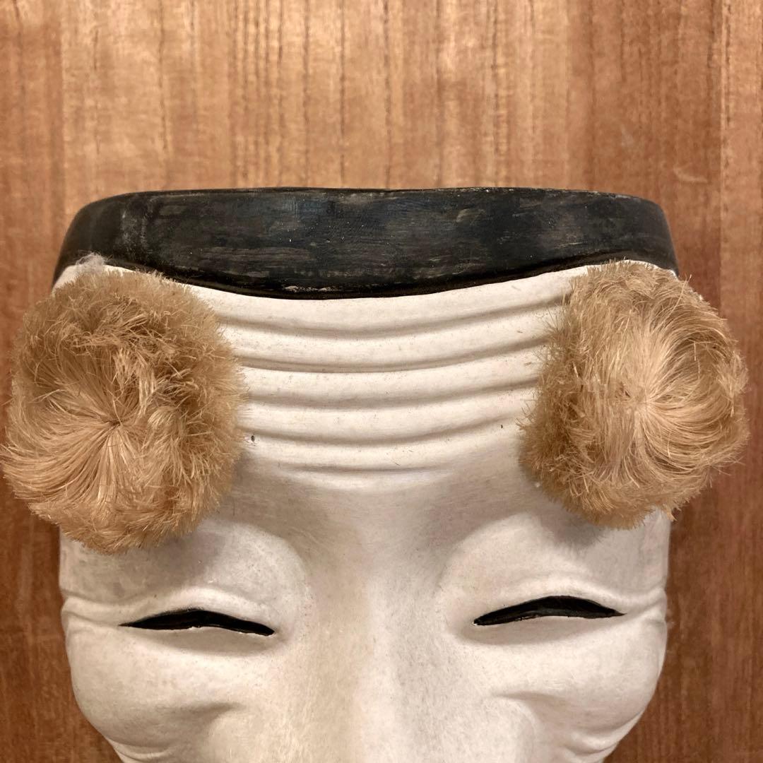 能面　能楽　雅楽　木彫　翁面　板付き　骨董　レトロ　アンティーク