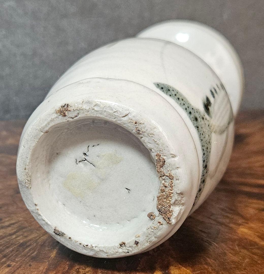 江戸時代中期　古伊万里　染付　草花の図　広口　花入れ　花生け　高 14.0cm