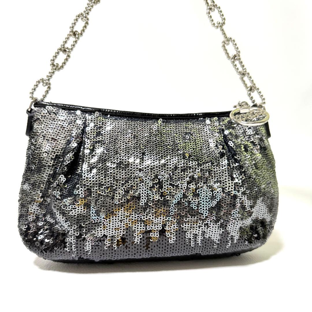 バッグ Coach Poppy Sequin Pouch with Chain