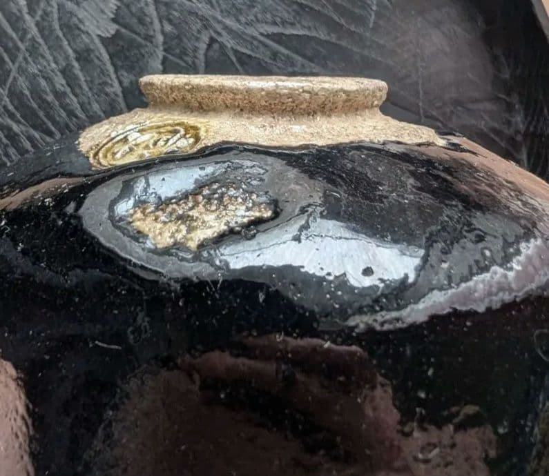 黒茶碗　九代大樋長左衛門作　共箱付き