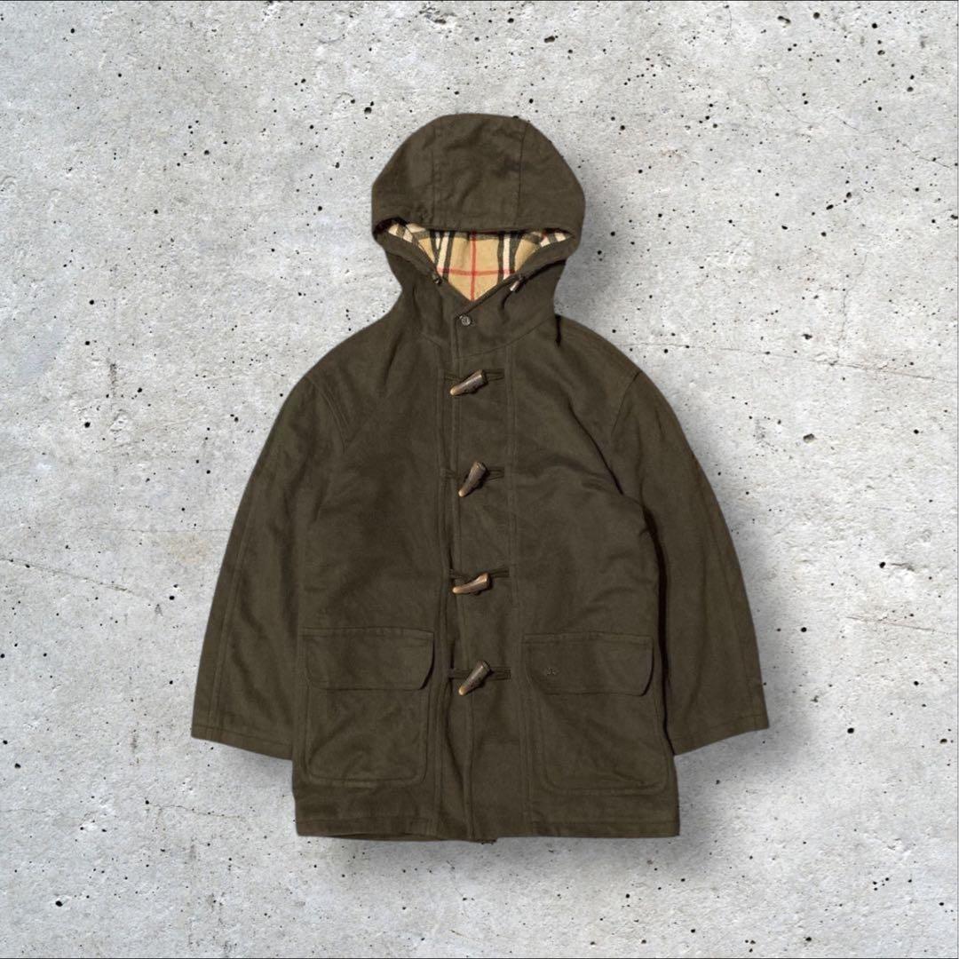 〈バーバリー〉ピーコート　子供服160㎝相当　モスグリーン　ノバチェック