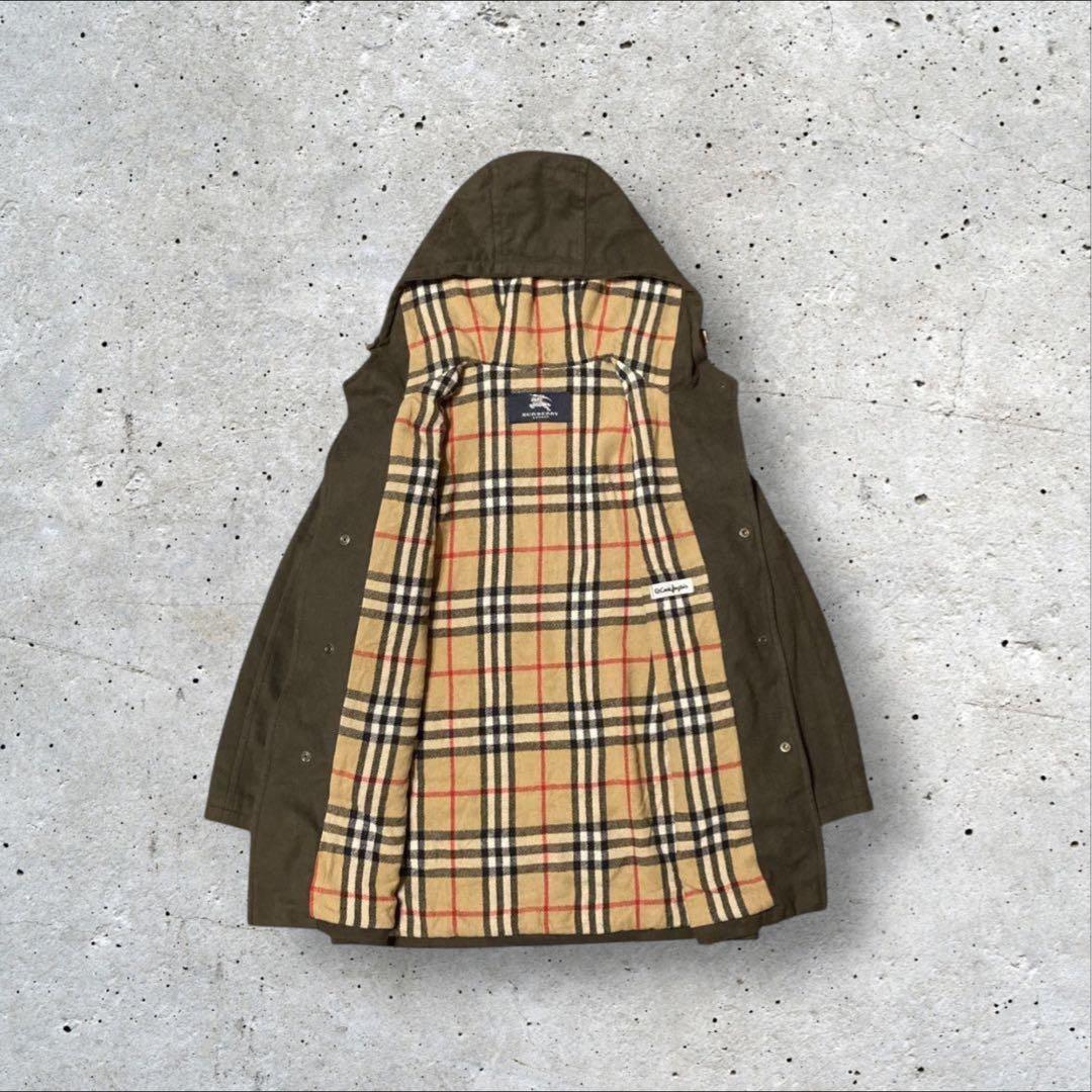 〈バーバリー〉ピーコート　子供服160㎝相当　モスグリーン　ノバチェック