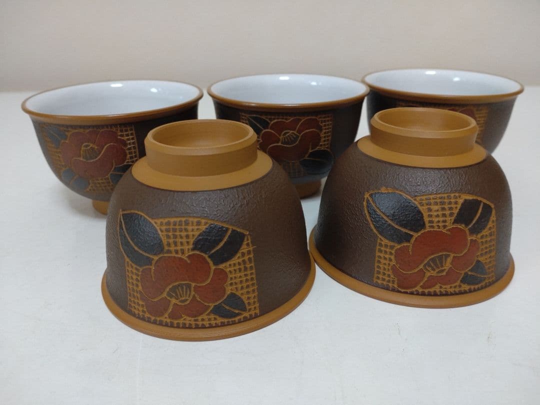 常滑焼 甚秋造 茶器揃 急須 煎茶碗五客 共箱