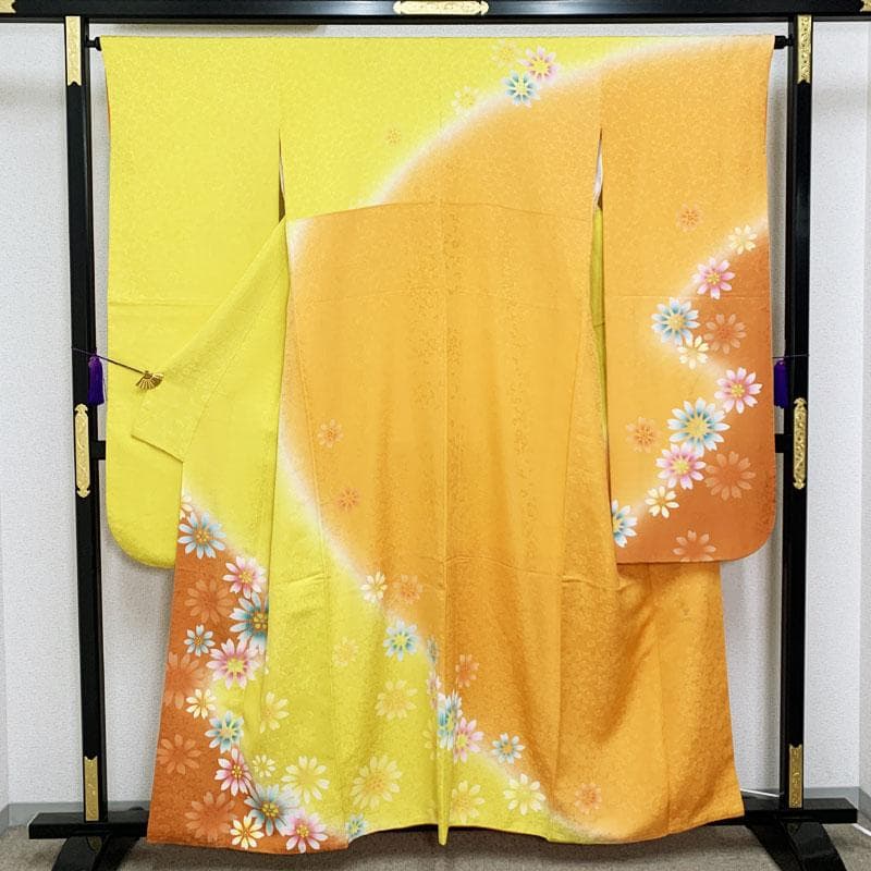 503z2☆振袖 courreges 金彩 地紋☆美品 成人式 結婚式 十三参り