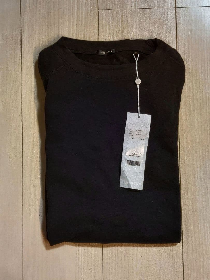 COMOLI LWコットン裏毛 半袖クルー コモリ サイズ2 ブラック