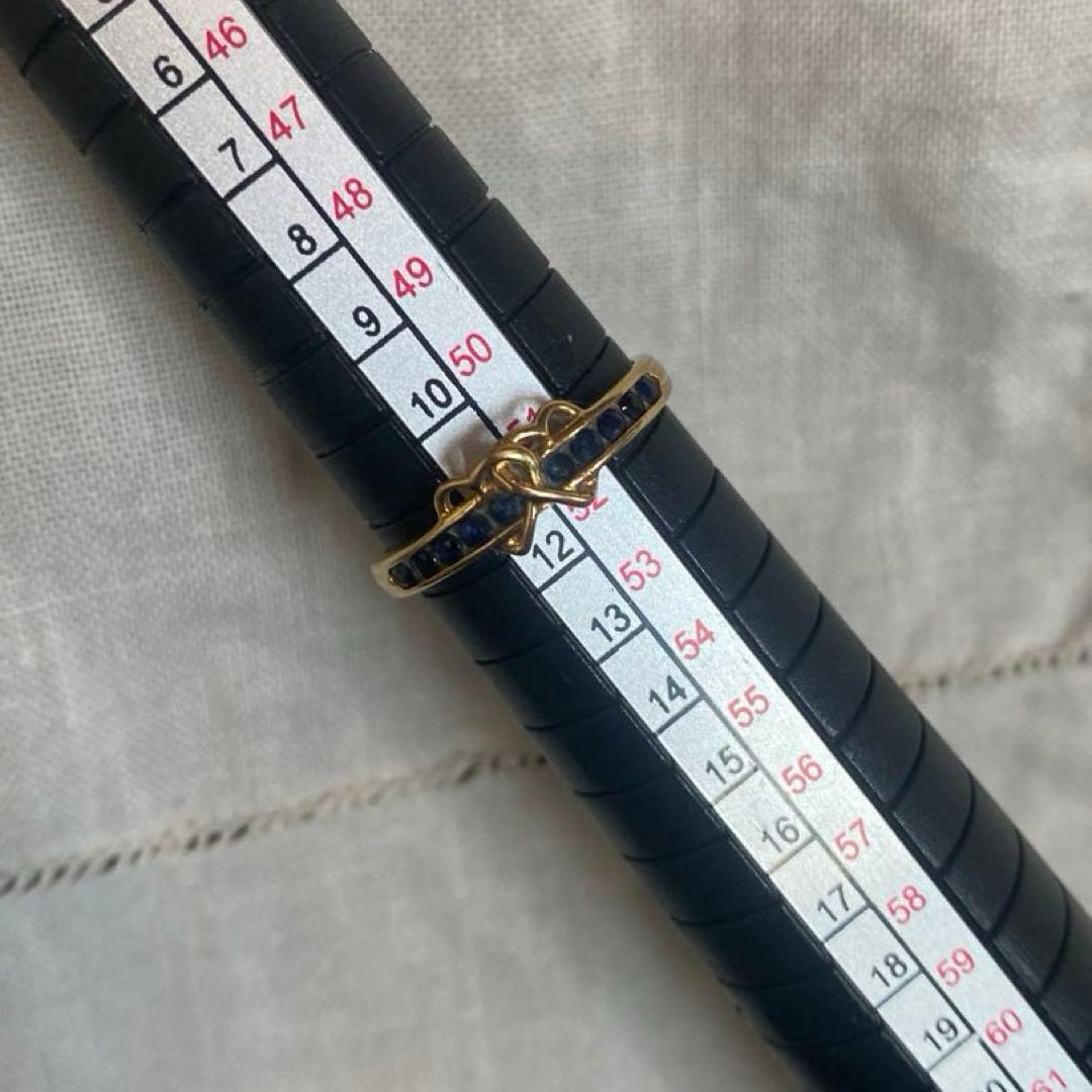 K18 ダブルハート ブルーストーン リング