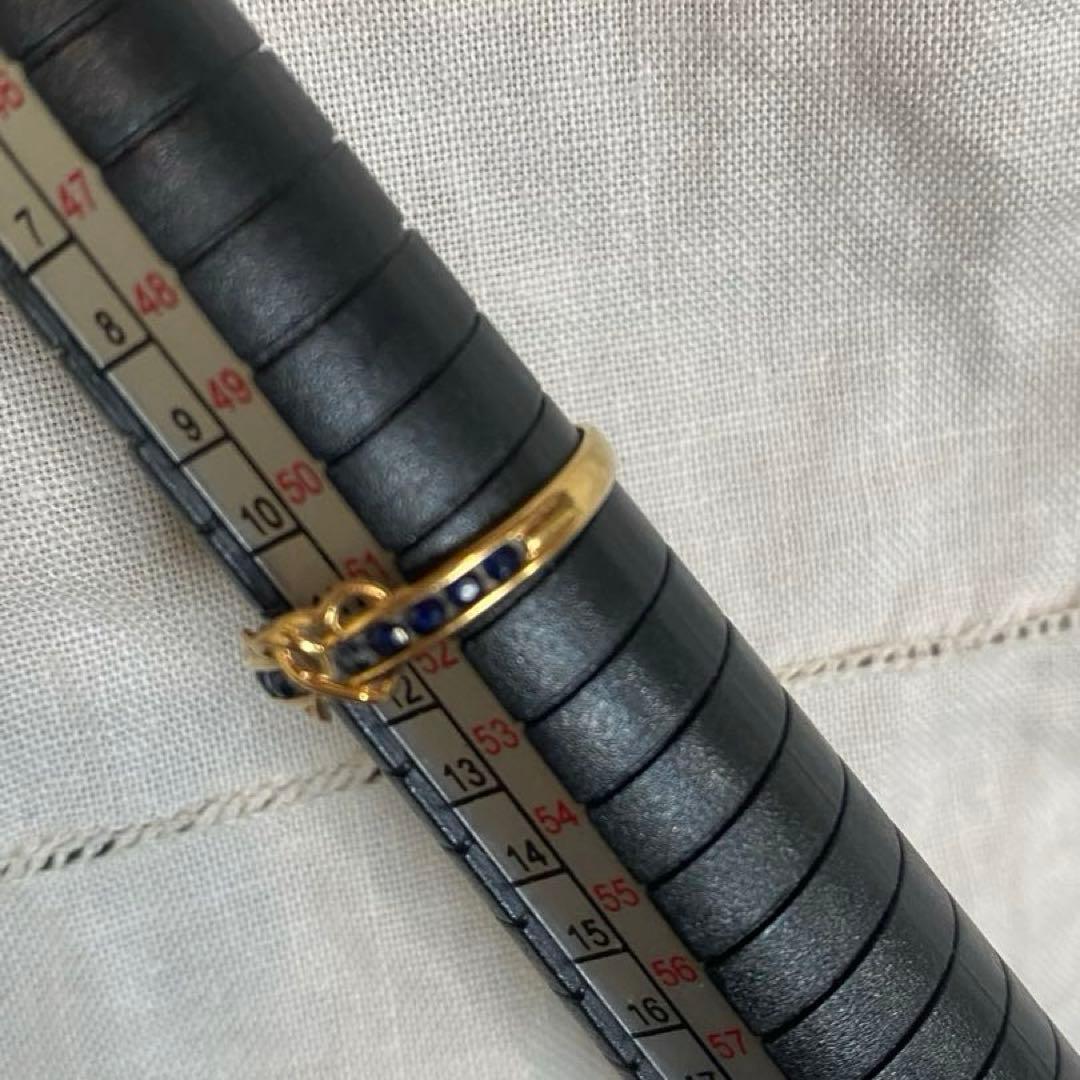 K18 ダブルハート ブルーストーン リング