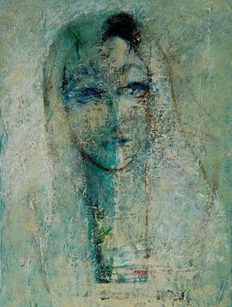 油絵 菅家令子 絵 絵画 インテリア 額付(銀) F4-070112 人物 女性