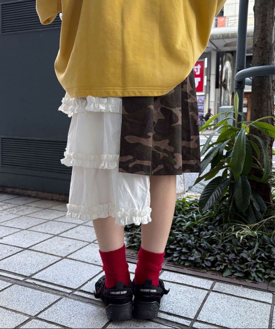 まるお(@_maruoo0___)企画 レース切替迷彩巻きスカート