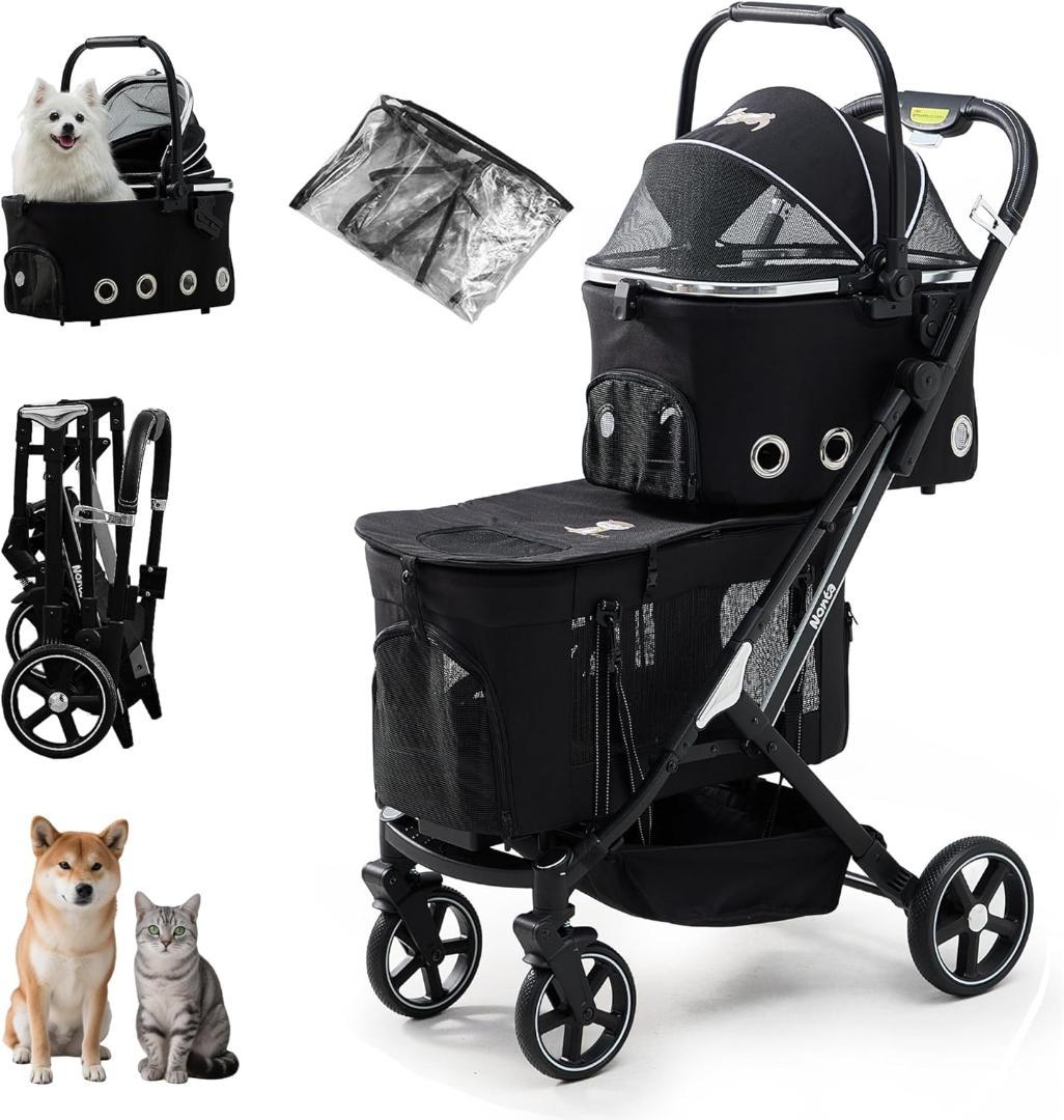 ペットカート 最新型 2段式 折りたたみ 分離可能 犬猫兼用 4輪タイプ