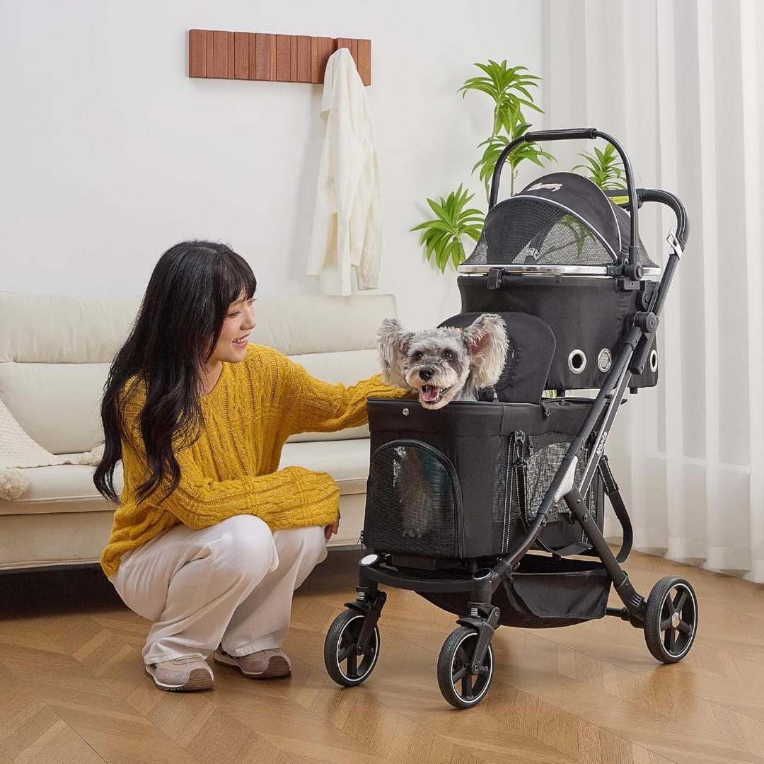 ペットカート 最新型 2段式 折りたたみ 分離可能 犬猫兼用 4輪タイプ