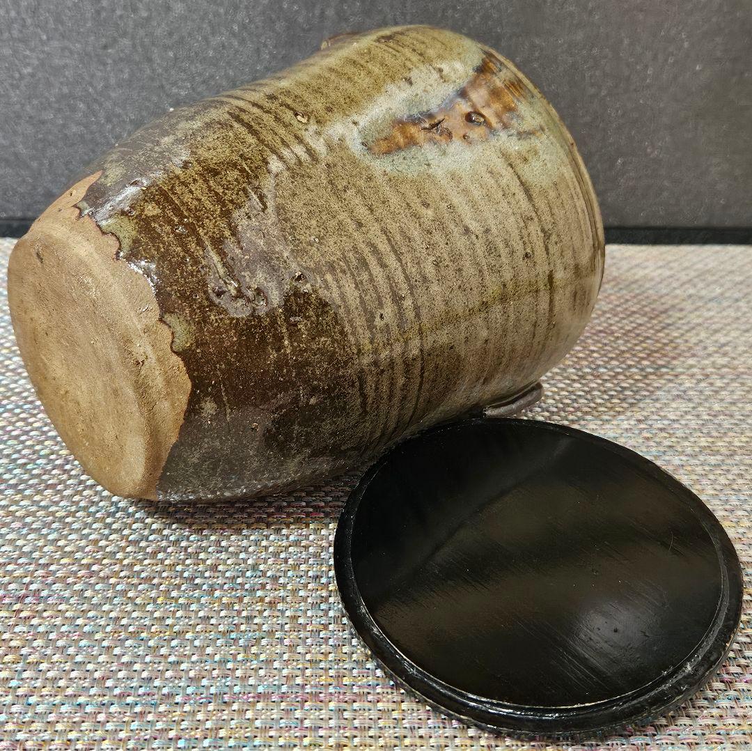 遠州七窯　江戸時代　古高取　高取焼　窯変 水指　木製蓋　江戸伝世時代箱附　茶道具