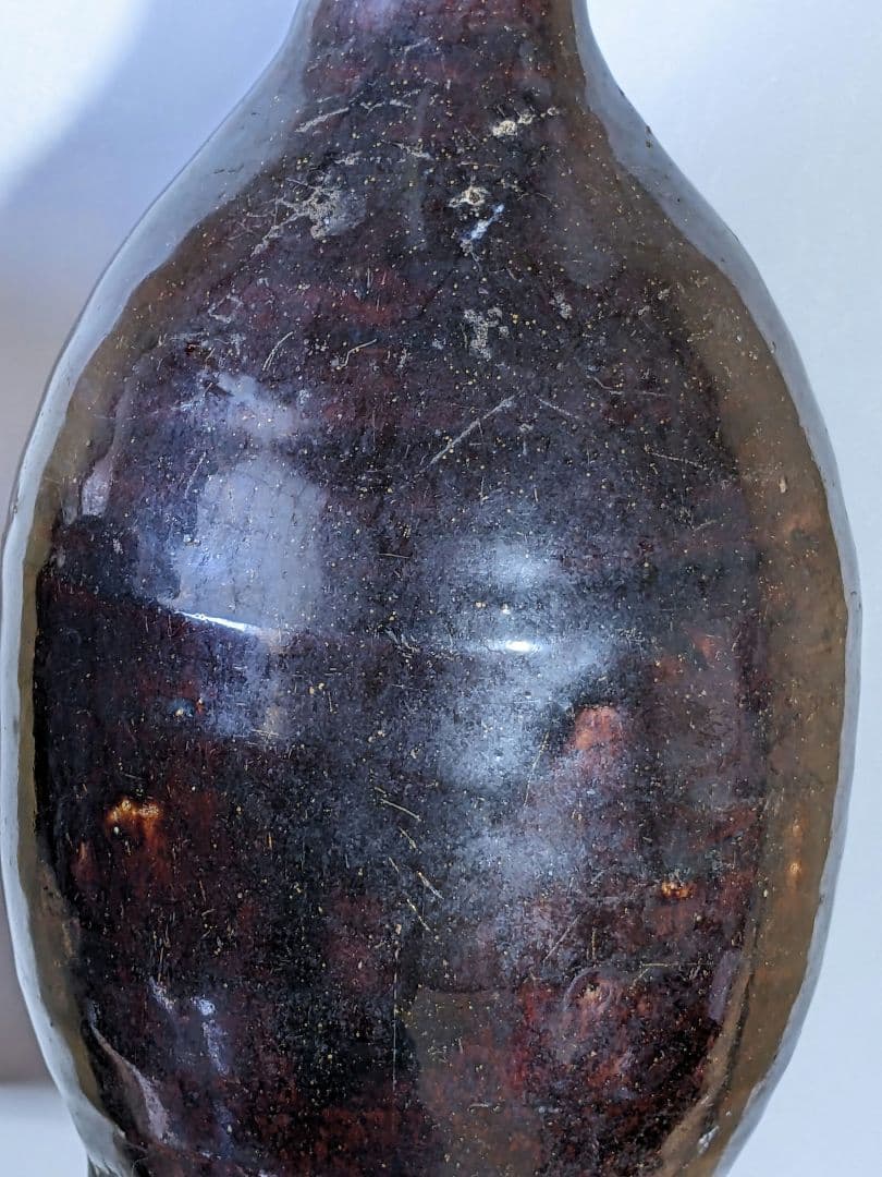 ♦江戸時代 尾呂窯 鉄釉 徳利 瓶 酒器 18世紀初頭 花器 花生置物 骨董品