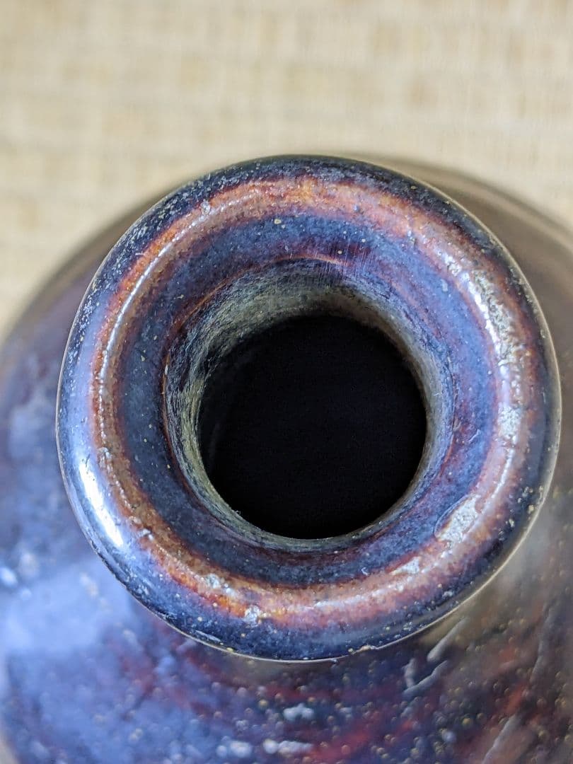 ♦江戸時代 尾呂窯 鉄釉 徳利 瓶 酒器 18世紀初頭 花器 花生置物 骨董品