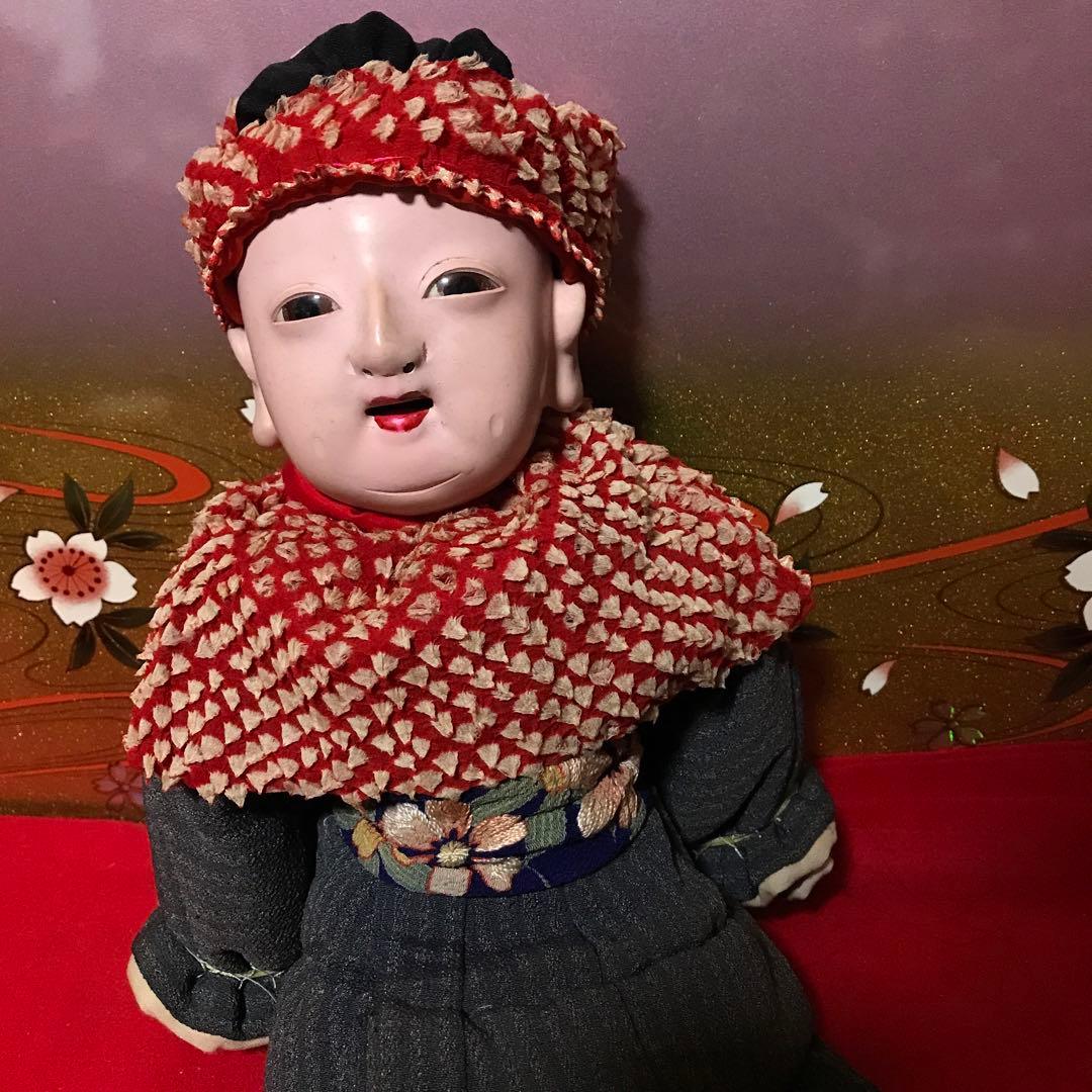 お値下　可愛い明治抱き人形　小さめ　えくぼ　福耳　市松人形