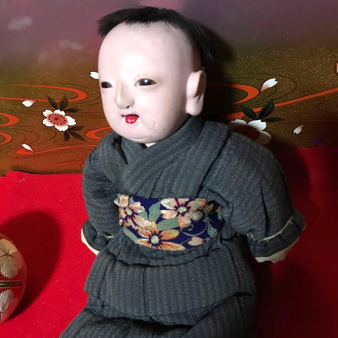 お値下　可愛い明治抱き人形　小さめ　えくぼ　福耳　市松人形