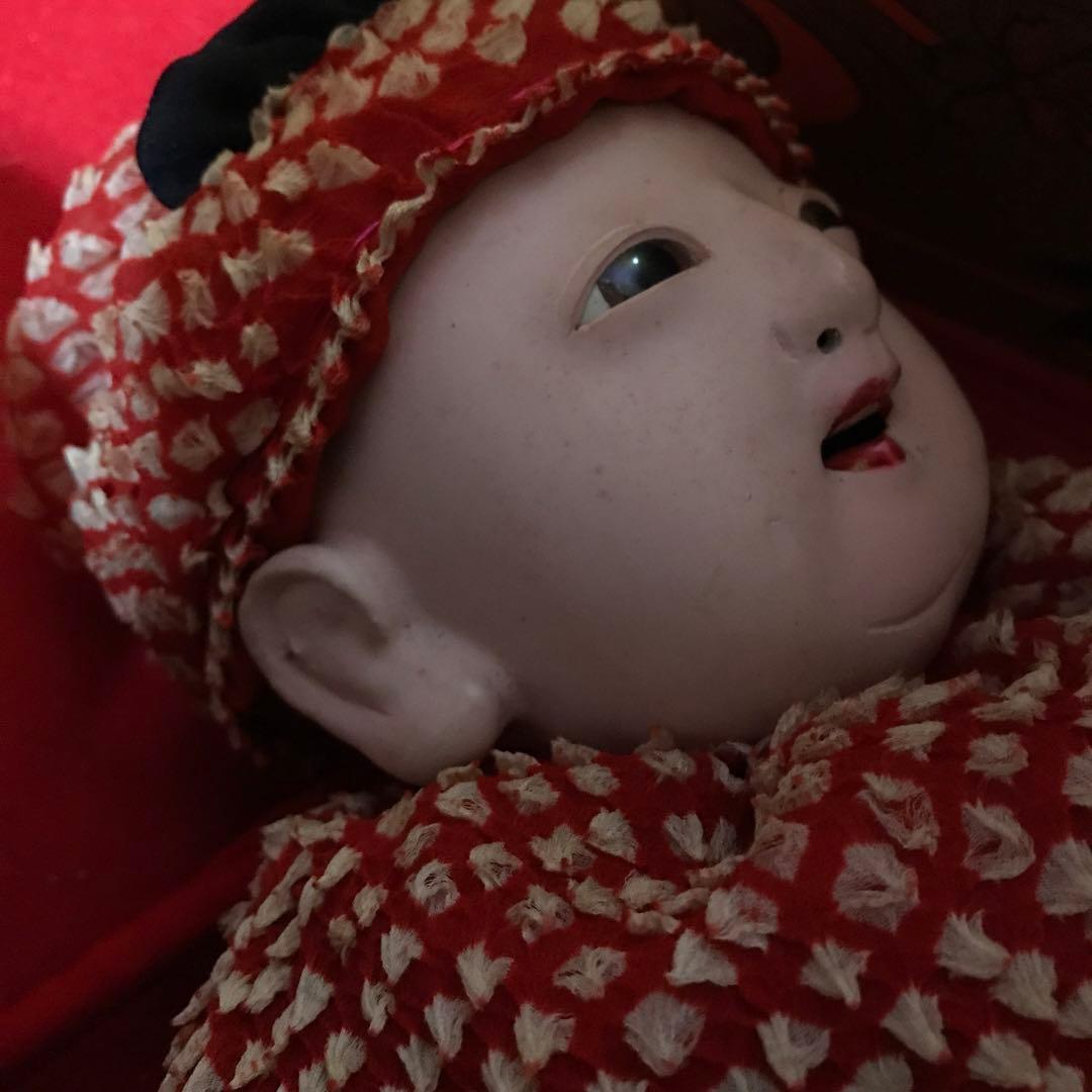 お値下　可愛い明治抱き人形　小さめ　えくぼ　福耳　市松人形