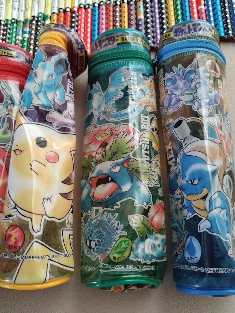レトロ　ポケモン　バトルえんぴつ　ペンケース　キャップ　消しゴム　まとめ売り