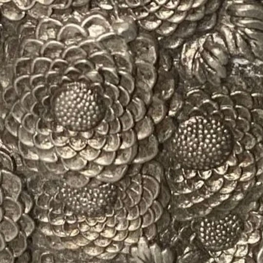 香炉 菊華 花紋様彫刻 銅香炉 佐野 宏采造　高岡銅器　金属工芸品