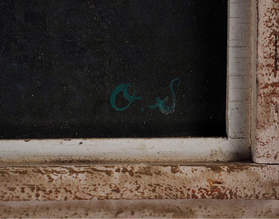 【模写】岡鹿之助「遊蝶花」油彩 54×62cm 文化勲章作家 送料込み