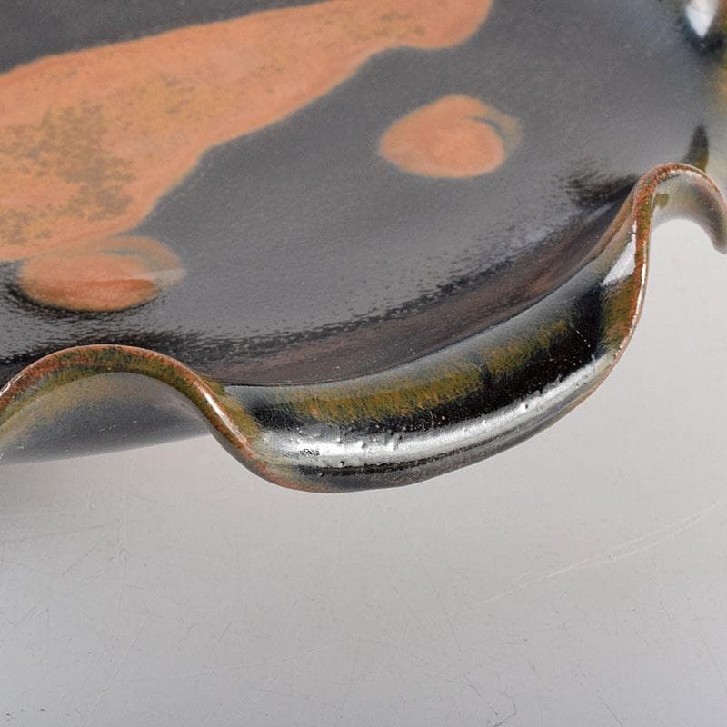 中国　吉州窯　黑釉　木葉天目　平皿　輪花皿　C　6905