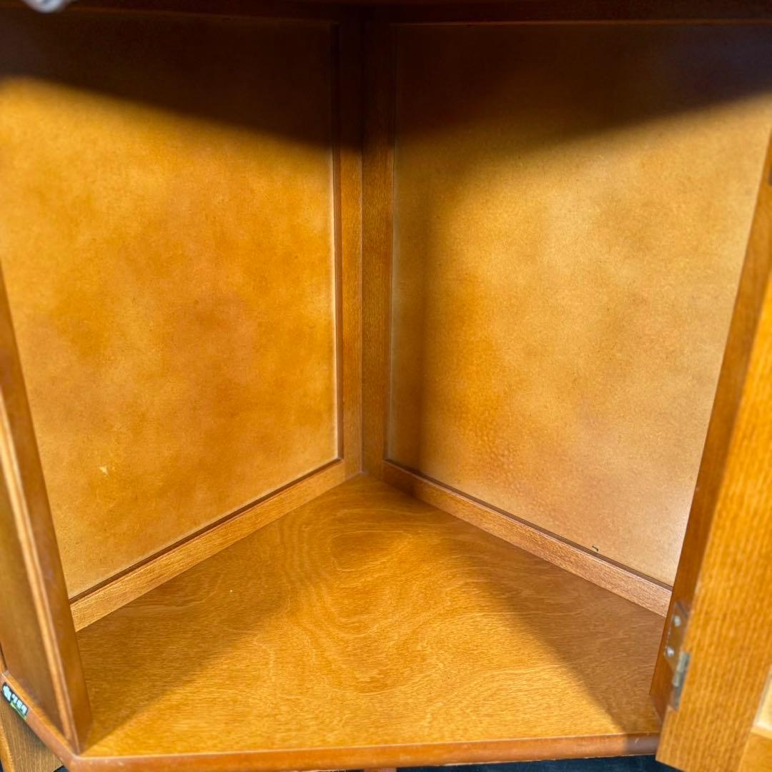 HR643 オールドカリモク　電話台　コンソール　三角コーナーラック