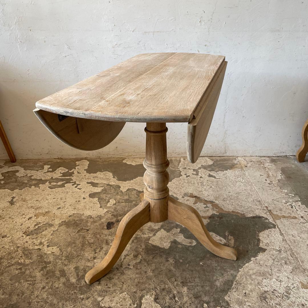 ビンテージ　ドロップリーフラウンドダイニングテーブル　 剥離