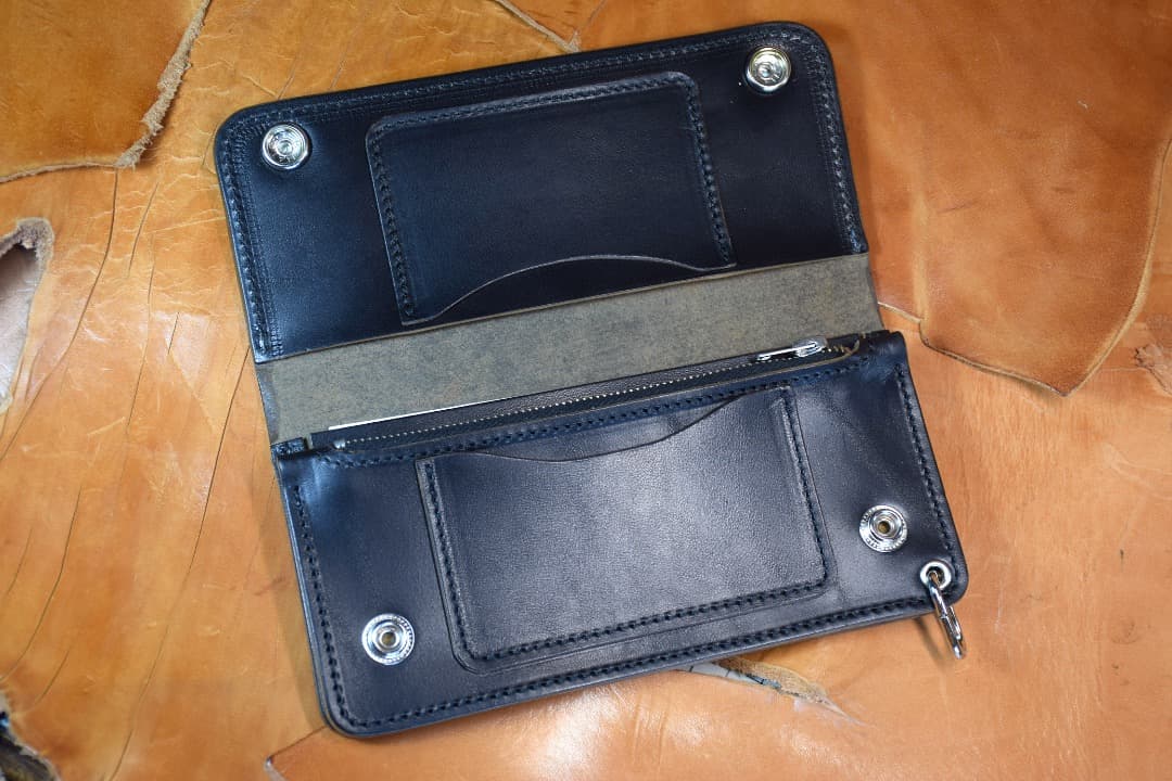 トラッカーウォレット MARYAM社　馬革 　ホースパット　茶芯　黒