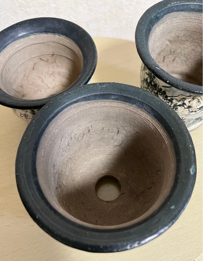 陶翠作　東海道五拾三次画　盆栽小鉢