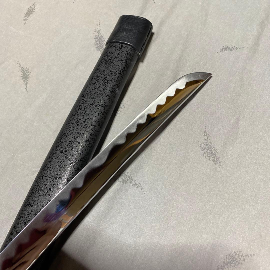 模造刀 ツートン皮巻柄 楕円鍔 黒粒黒鞘